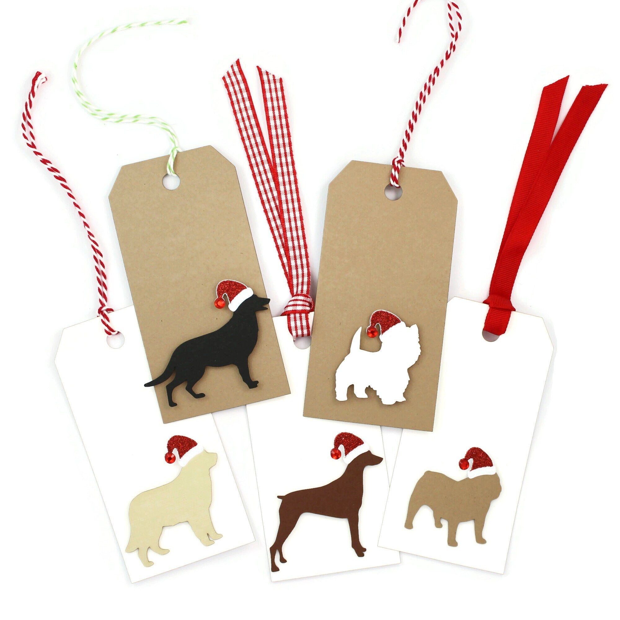 Set of 5 Punny Dog Christmas Gift Tags