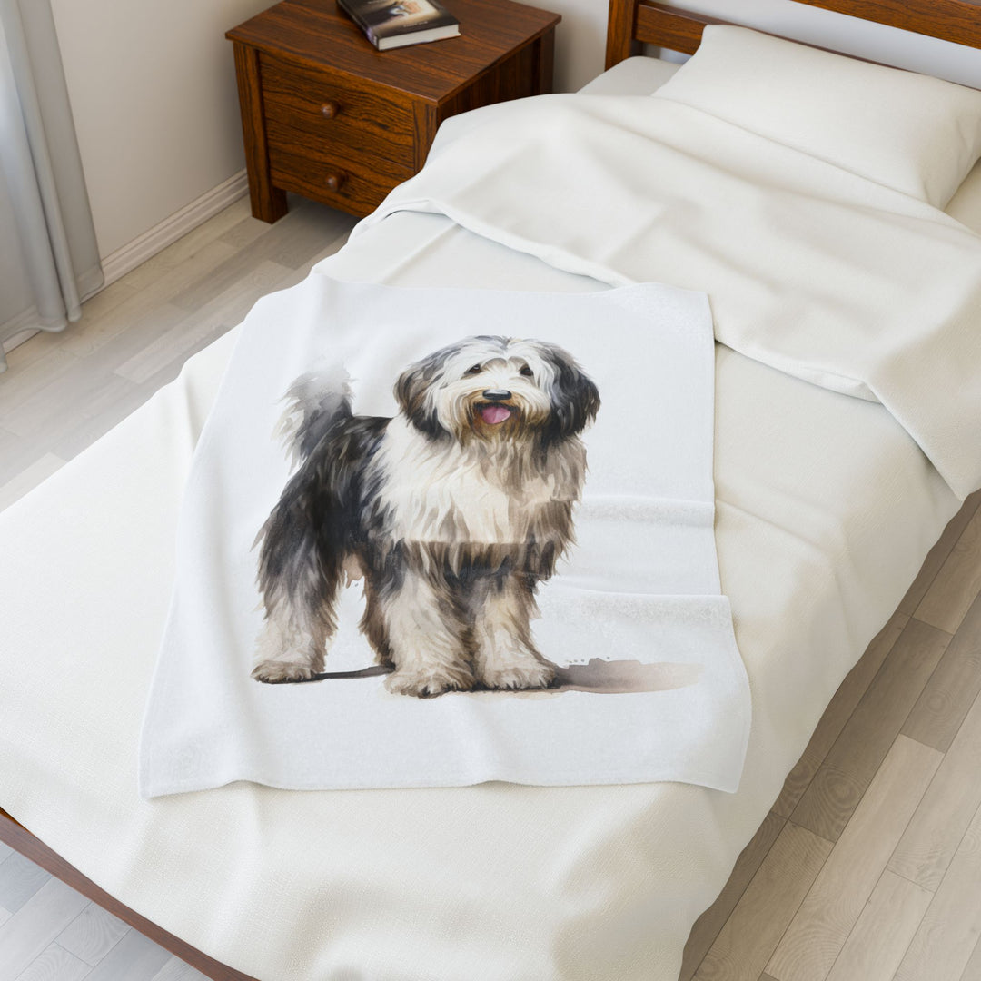 Old English Sheepdog - Velveteen Plush Blanket - 3 Sizes Available - Dog Lover Cozy Throw