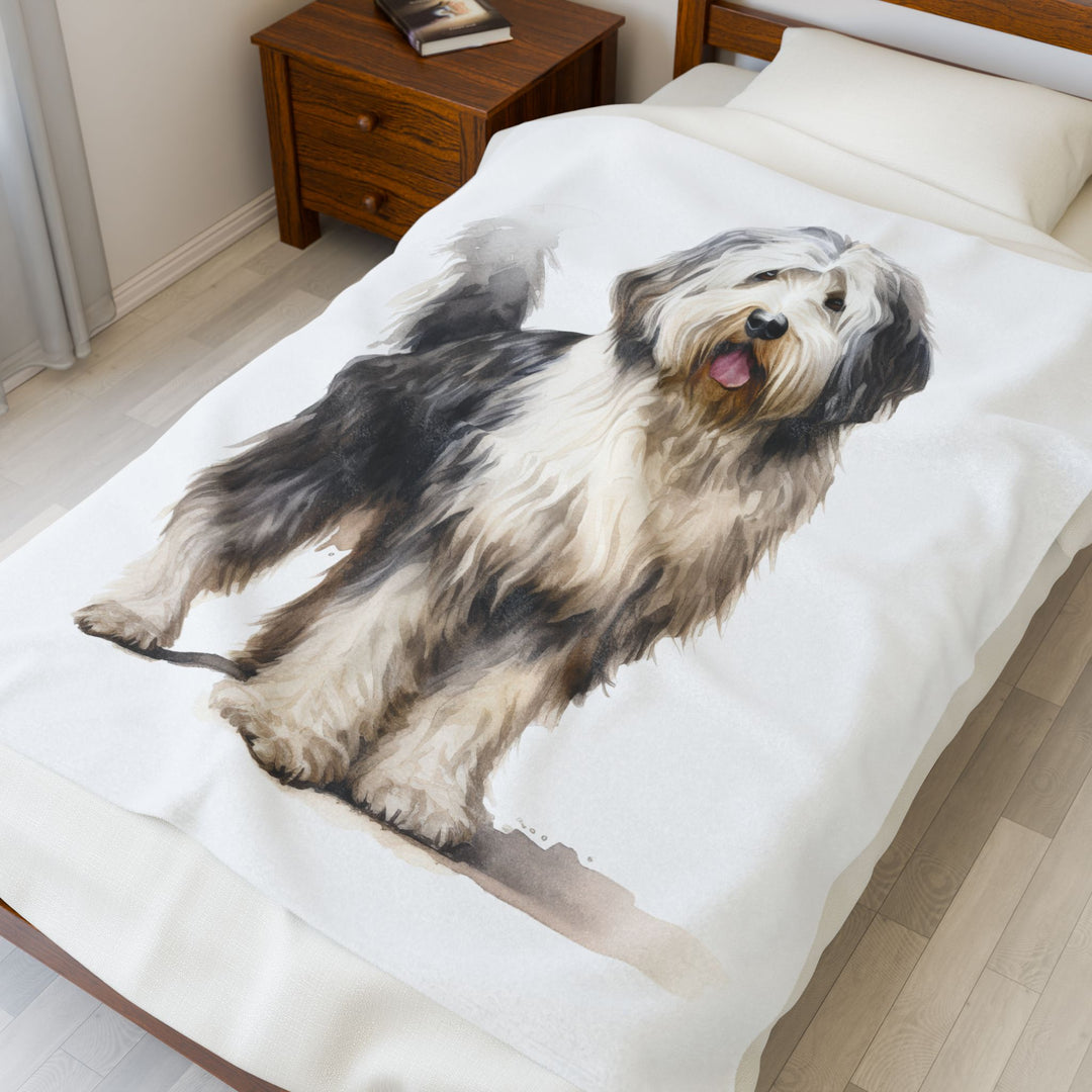 Old English Sheepdog - Velveteen Plush Blanket - 3 Sizes Available - Dog Lover Cozy Throw