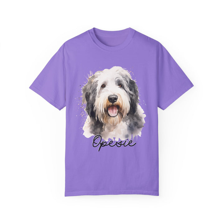 Old English Sheepdog Custom Name Comfort Colors T-shirt - S-XL Multiple Colors