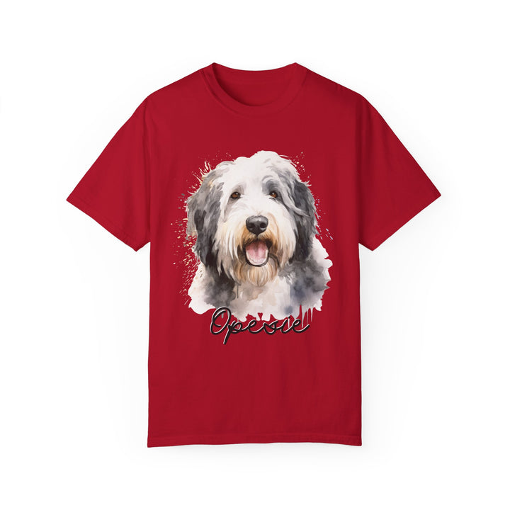 Old English Sheepdog Custom Name Comfort Colors T-shirt - S-XL Multiple Colors