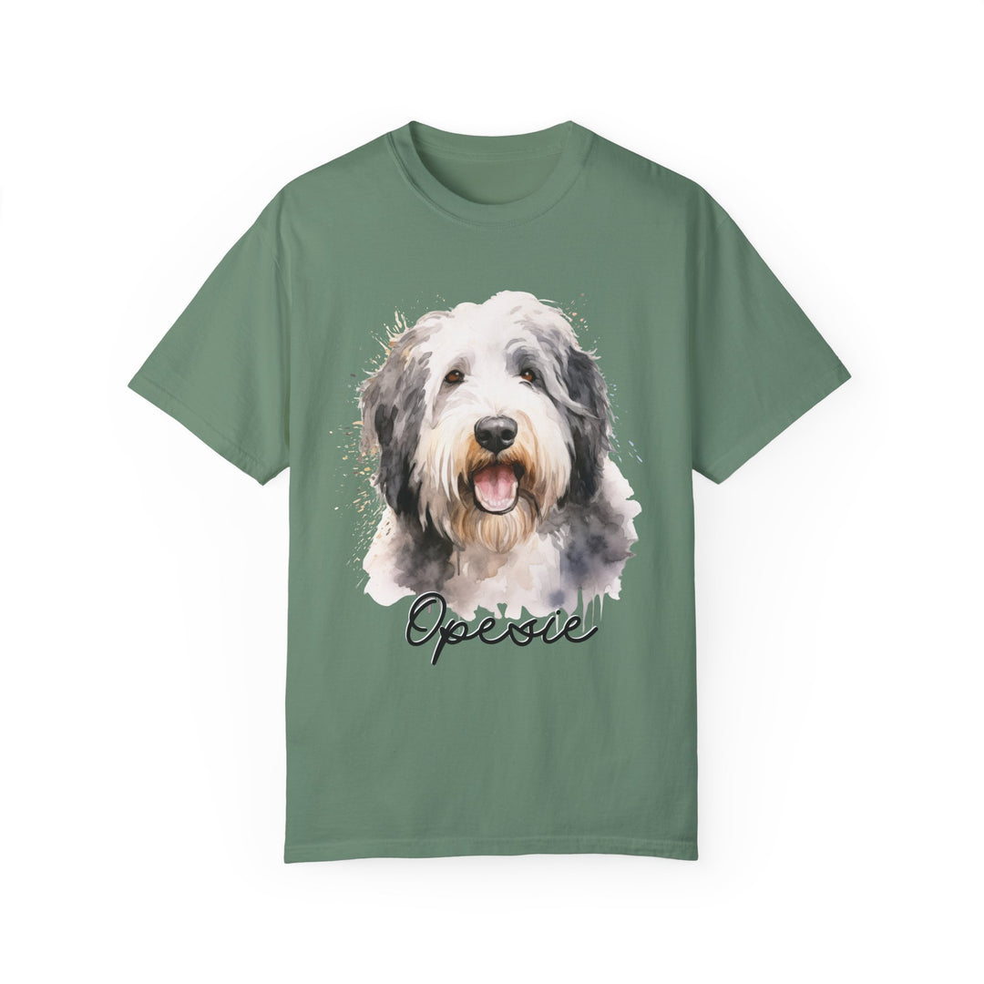 Old English Sheepdog Custom Name Comfort Colors T-shirt - S-XL Multiple Colors