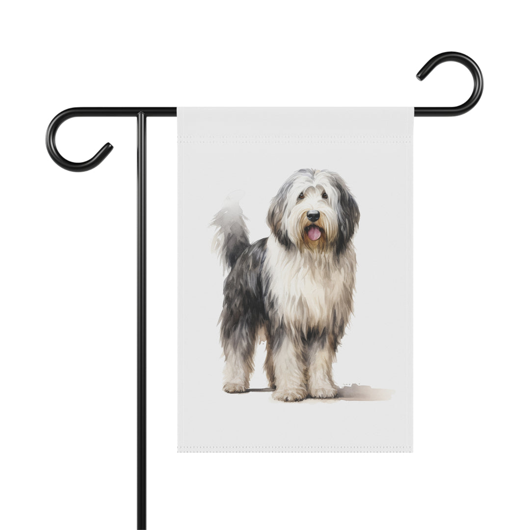 Old English Sheepdog - Garden Banner Flag - Cute Watercolor Dog themed