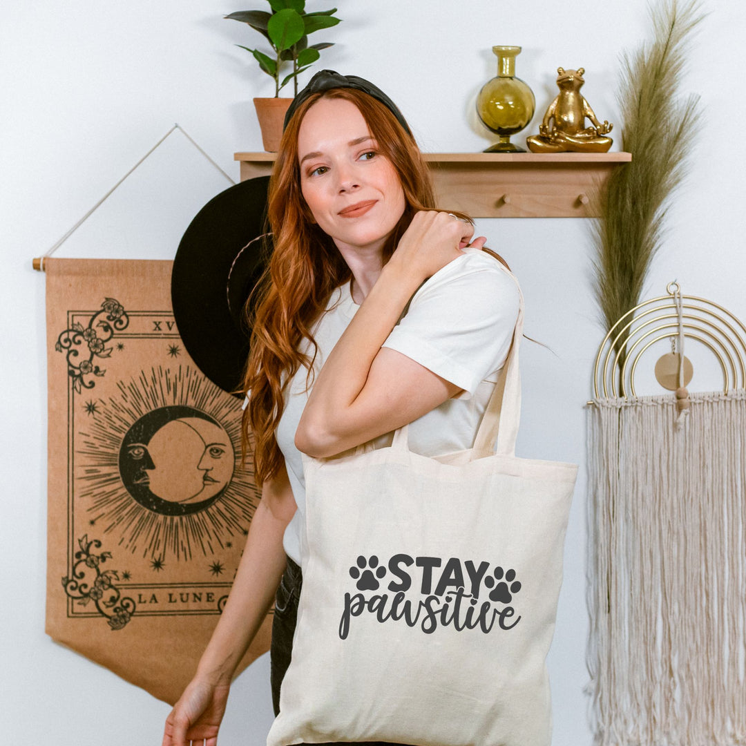 Stay Pawsitive - Cotton Canvas Tote Bag