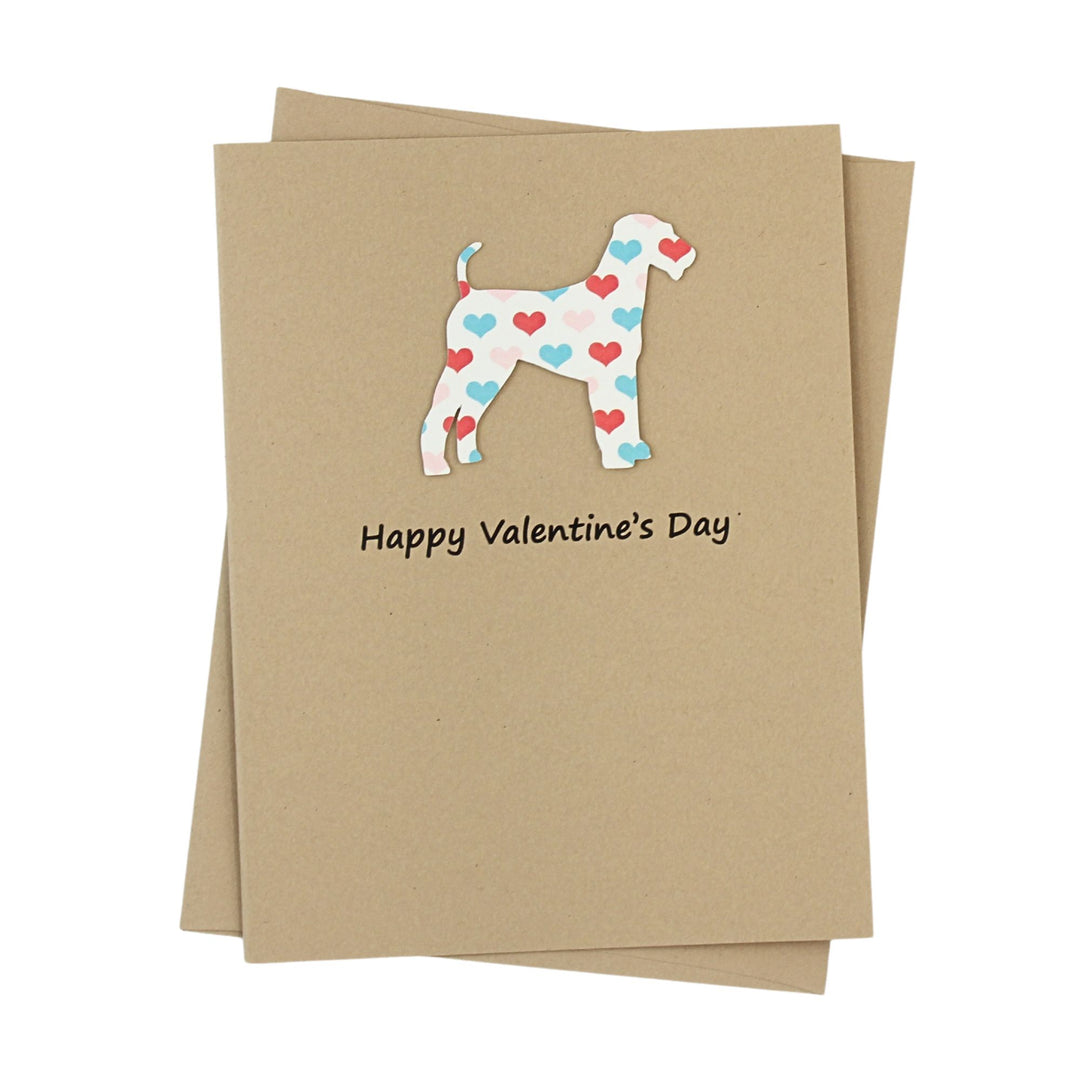 Airedale Terrier Irish Terrier Lakeland Terrier Dog Valentines Day Single Greeting Card  - Colored Hearts Notecard