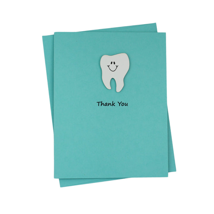 Tooth Thank You Notecard | Handmade Dentist Greeting Cards | Tooth with Smile | Single or 10 Pack | Choose Front and Inside Phrases