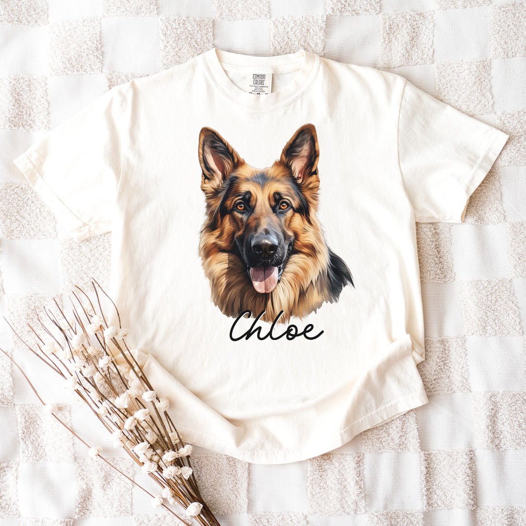 German Shepherd Custom Name Comfort Colors T-shirt - S-XL Multiple Colors