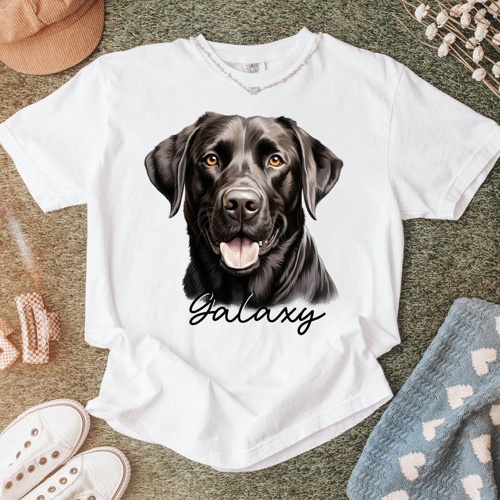 Dark Labrador Retriever Custom Name Comfort Colors T-shirt - S-XL Multiple Colors