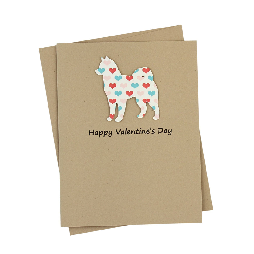 Alaskan Malamute Dog Valentines Day Greeting Card 10 Pack - Colored Heart Pattern