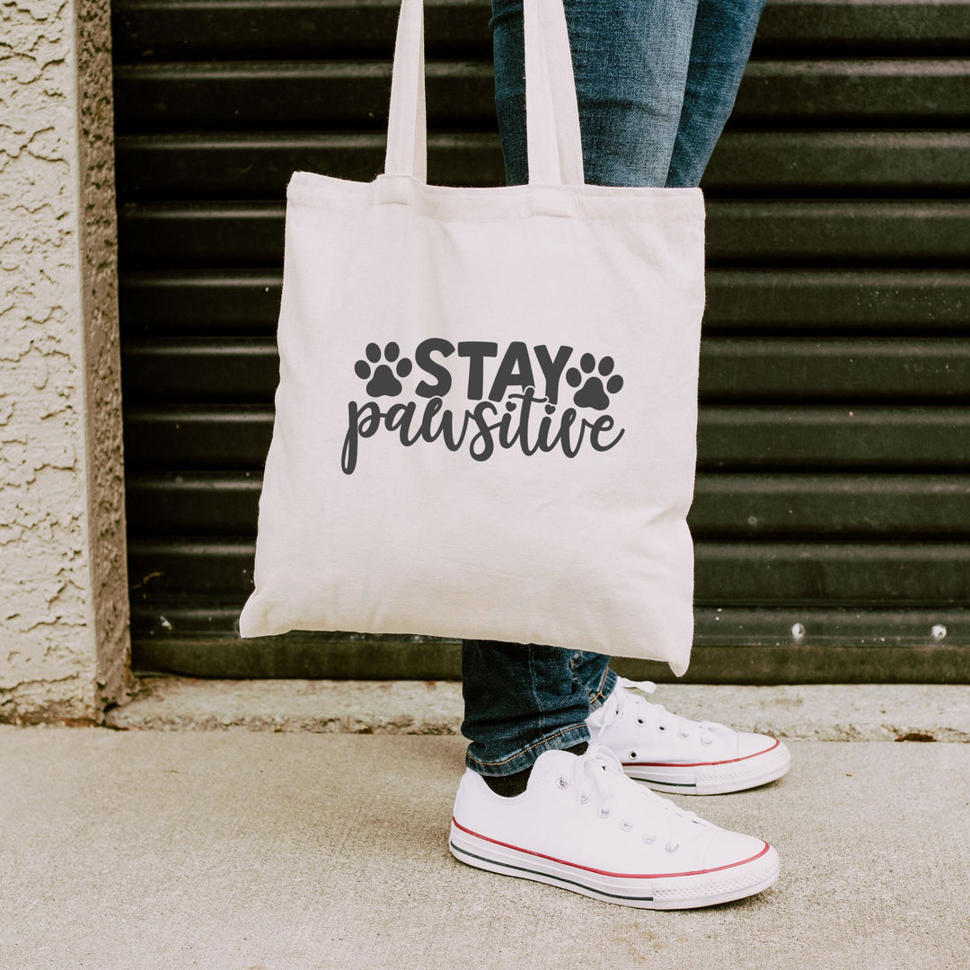 Stay Pawsitive - Cotton Canvas Tote Bag