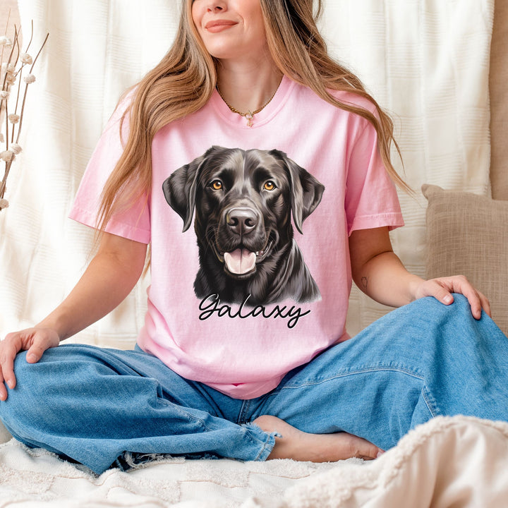 Dark Labrador Retriever Custom Name Comfort Colors T-shirt - S-XL Multiple Colors