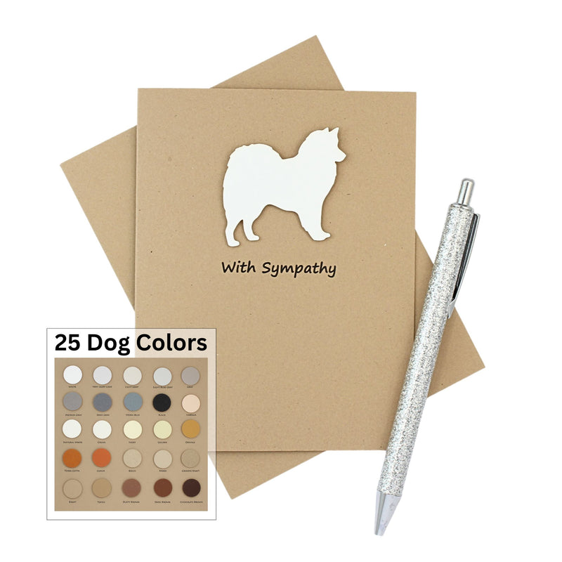 American Eskimo Dog Sympathy Card | Handmade Greeting Card | Single Card or 10 Pack | 25 Dog Colors Available | Choose Inside Phrase