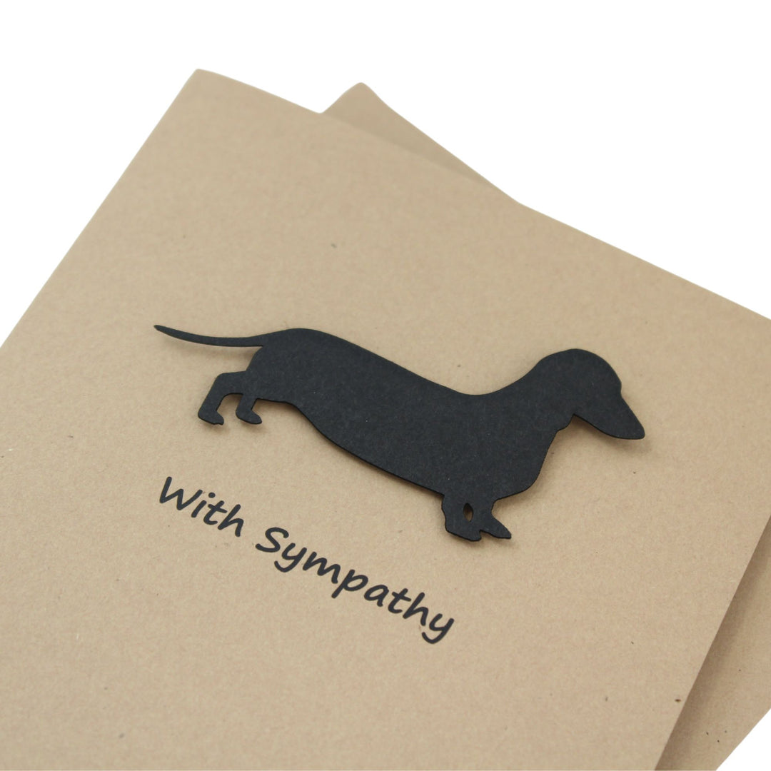 Smooth Dachshund Weiner Dog Sympathy Card | Handmade Greeting Card | Single Card or 10 Pack | 25 Dog Colors Available | Choose Inside Phrase