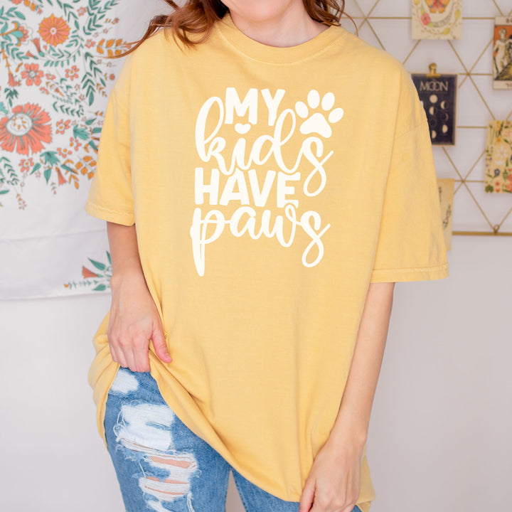 My Kids Have Paws Comfort Colors t-shirt Sizes S-XL Multiple Colors