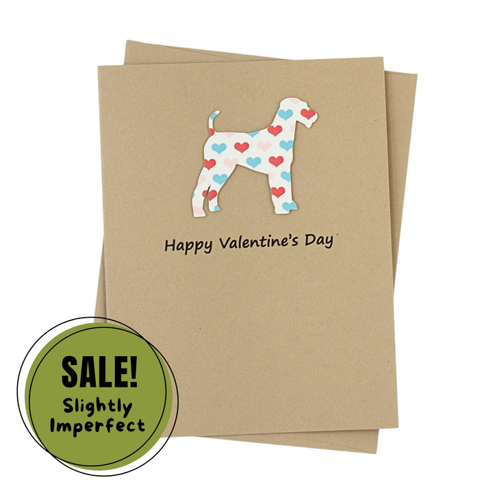 Airedale Terrier Irish Terrier Lakeland Terrier Dog Valentines Day Single Greeting Card  - Colored Hearts Notecard