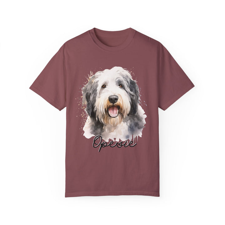 Old English Sheepdog Custom Name Comfort Colors T-shirt - S-XL Multiple Colors