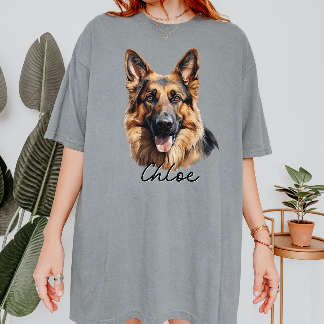 German Shepherd Custom Name Comfort Colors T-shirt - S-XL Multiple Colors