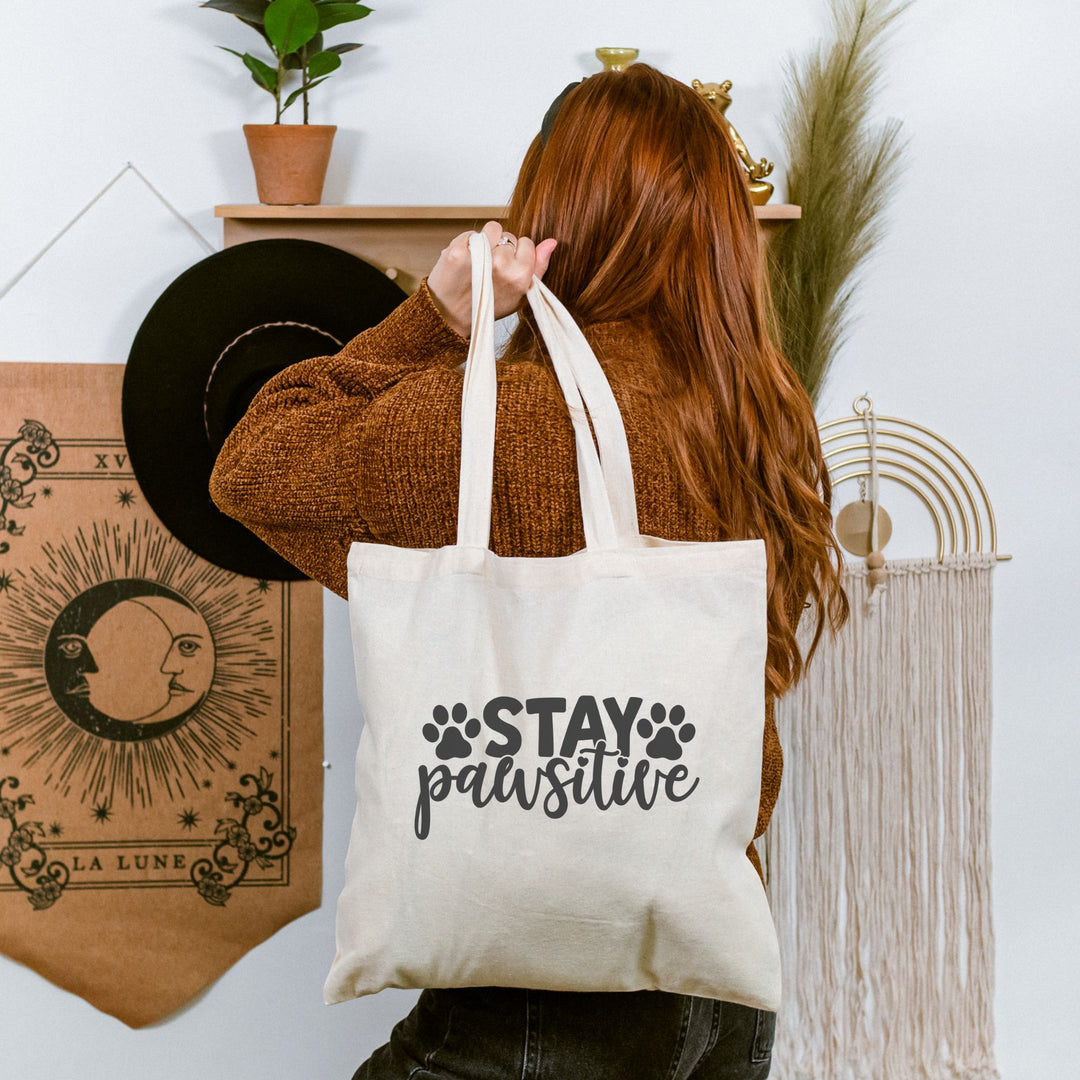 Stay Pawsitive - Cotton Canvas Tote Bag