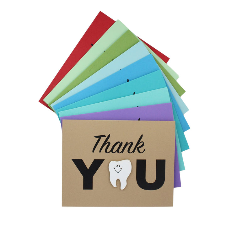 Tooth Thank You Card for Dentists | Handmade Dental Hygienist Greeting Notecard | Multiple Colors