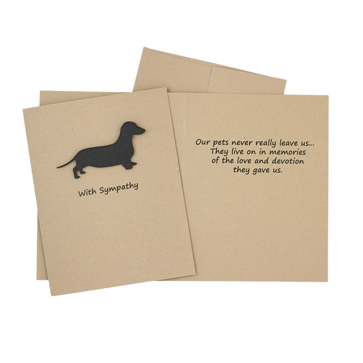 Smooth Dachshund Weiner Dog Sympathy Card | Handmade Greeting Card | Single Card or 10 Pack | 25 Dog Colors Available | Choose Inside Phrase