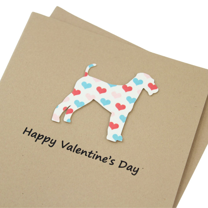 Airedale Terrier Irish Terrier Lakeland Terrier Dog Valentines Day Single Greeting Card  - Colored Hearts Notecard