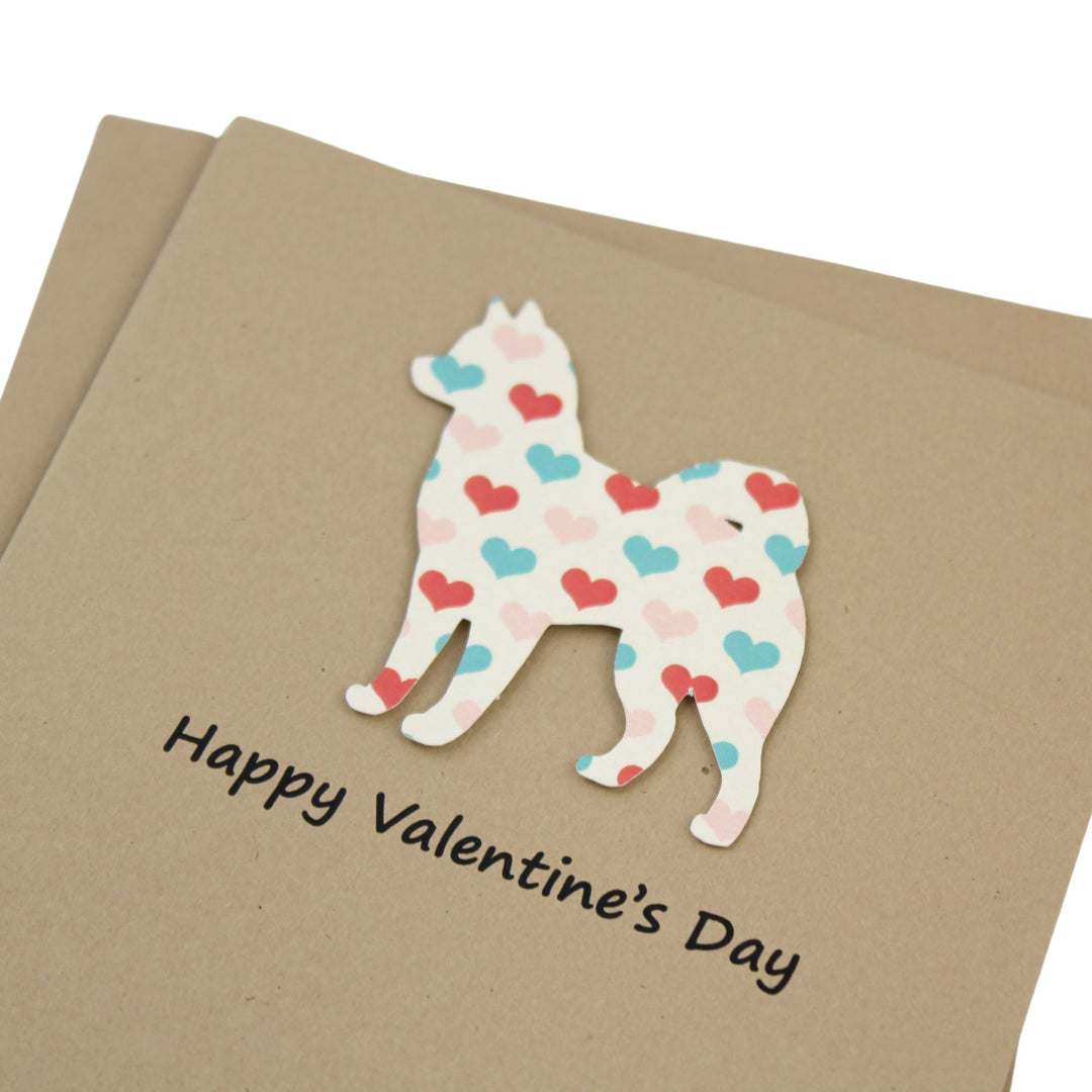 Alaskan Malamute Dog Valentines Day Greeting Card 10 Pack - Colored Heart Pattern