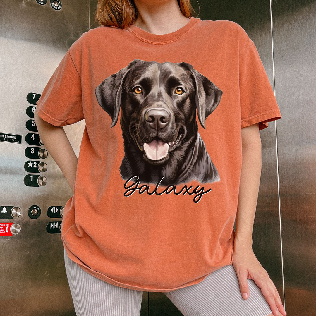 Dark Labrador Retriever Custom Name Comfort Colors T-shirt - S-XL Multiple Colors