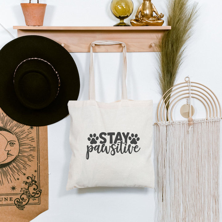 Stay Pawsitive - Cotton Canvas Tote Bag