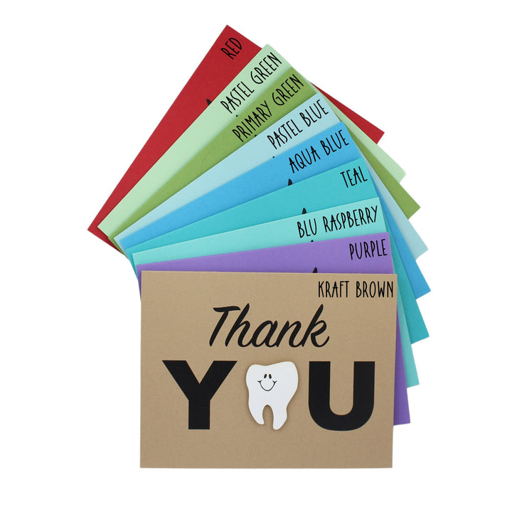 Tooth Thank You Card for Dentists | Handmade Dental Hygienist Greeting Notecard | Multiple Colors