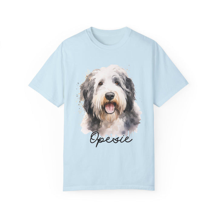 Old English Sheepdog Custom Name Comfort Colors T-shirt - S-XL Multiple Colors