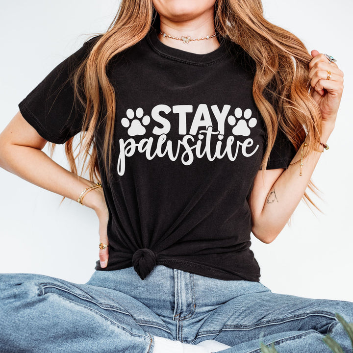 Stay Pawsitive Comfort Colors t-shirt Sizes S-XL Multiple Colors