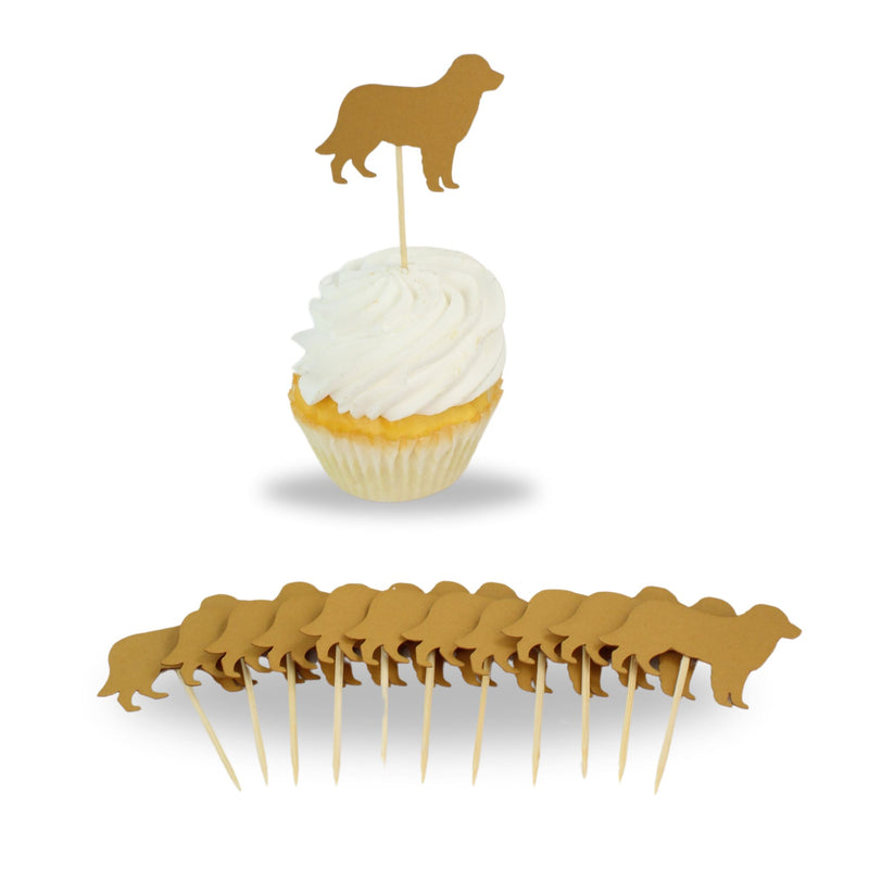 Golden Retriever Cupcake Toppers Set of 12 | Golden Dog Party Decorations | Birthday Decor