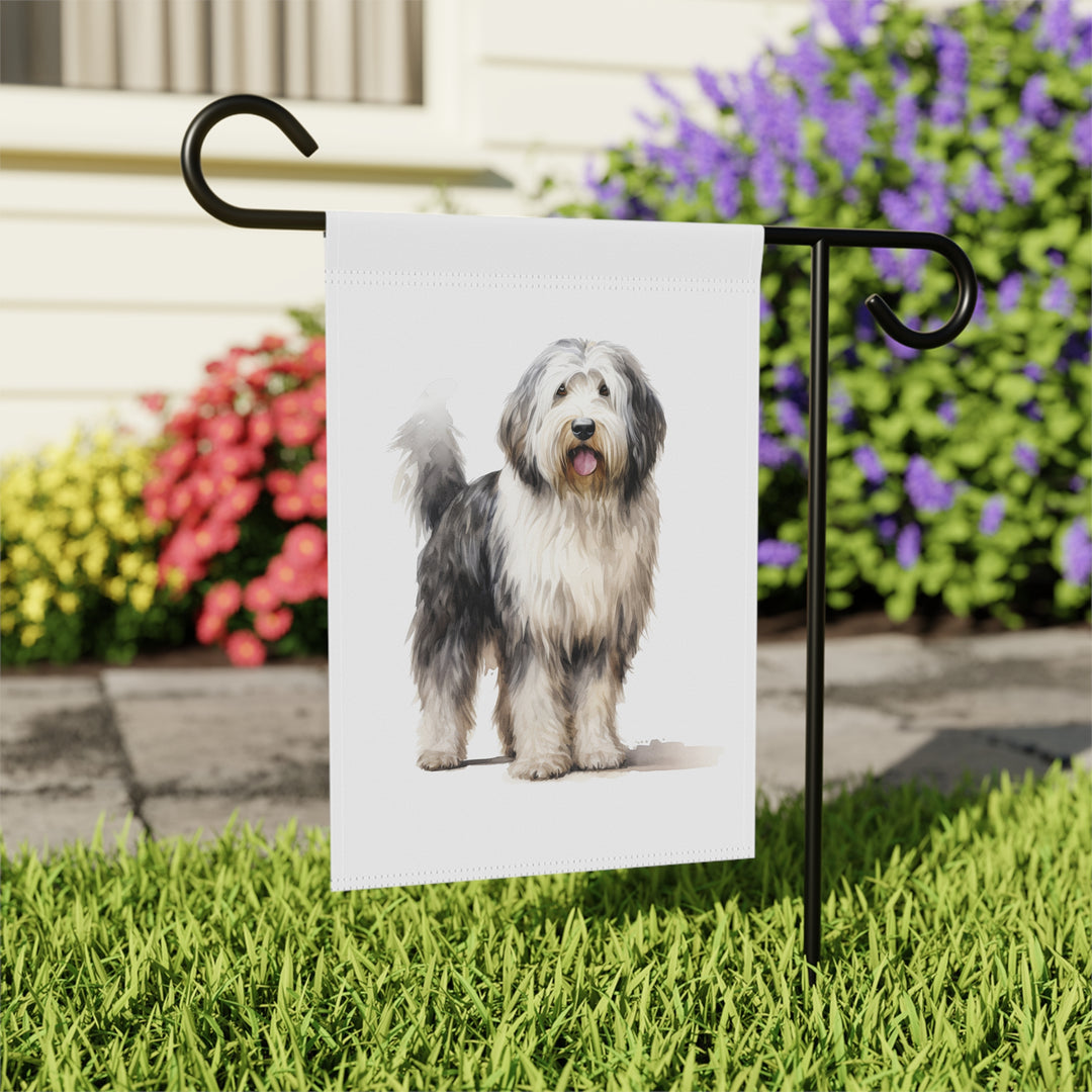 Old English Sheepdog - Garden Banner Flag - Cute Watercolor Dog themed