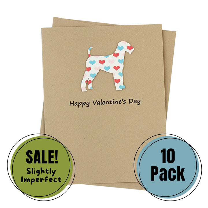 Airedale Terrier Irish Terrier Lakeland Terrier Dog Valentines Day Greeting Card 10 Pack - Colored Heart Pattern