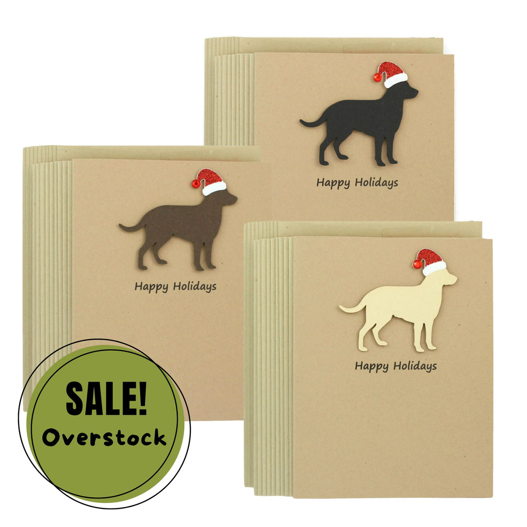 Labrador Retriever Christmas Cards Pack of 10 | Handmade Holiday Notecards | Sparkly Santa hat