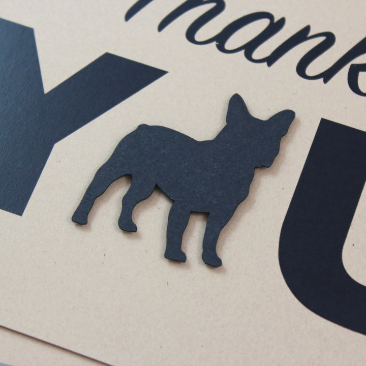 French Bulldog Thank You Card Single or 10 Pack  | Handmade Frenchie Silhouette 5x7 Greeting Notecard |