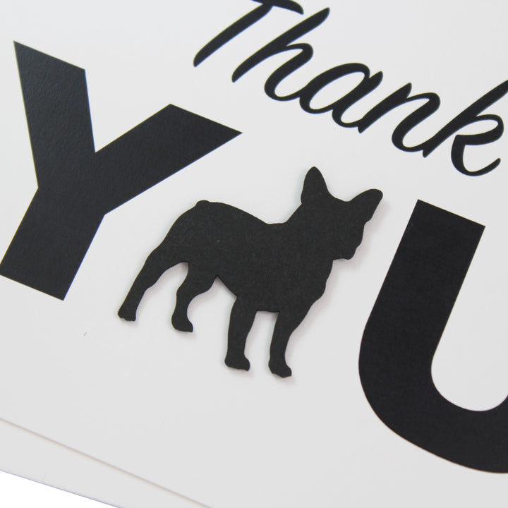 French Bulldog Thank You Card Single or 10 Pack  | Handmade Frenchie Silhouette 5x7 Greeting Notecard |