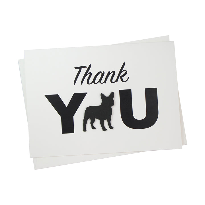 French Bulldog Thank You Card Single or 10 Pack  | Handmade Frenchie Silhouette 5x7 Greeting Notecard |