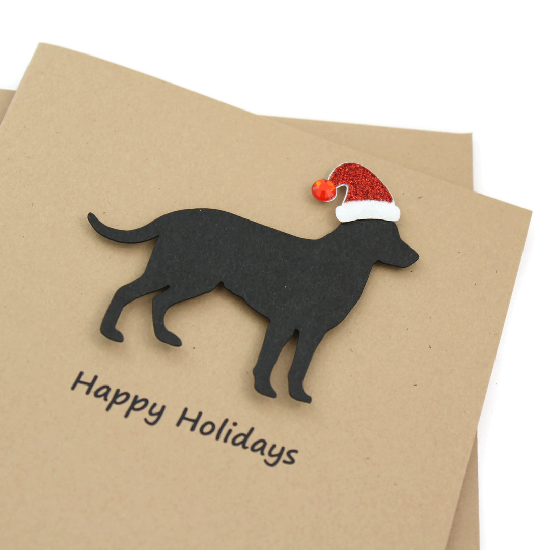 Labrador Retriever Christmas Cards Pack of 10 | Handmade Holiday Notecards | Sparkly Santa hat