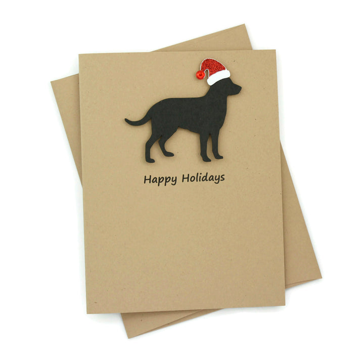 Labrador Retriever Christmas Cards Pack of 10 | Handmade Holiday Notecards | Sparkly Santa hat