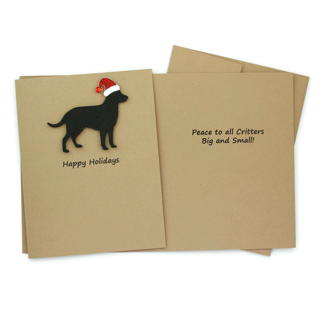 Labrador Retriever Christmas Cards Pack of 10 | Handmade Holiday Notecards | Sparkly Santa hat