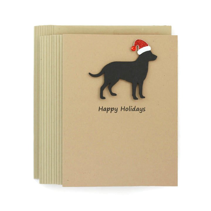 Labrador Retriever Christmas Cards Pack of 10 | Handmade Holiday Notecards | Sparkly Santa hat