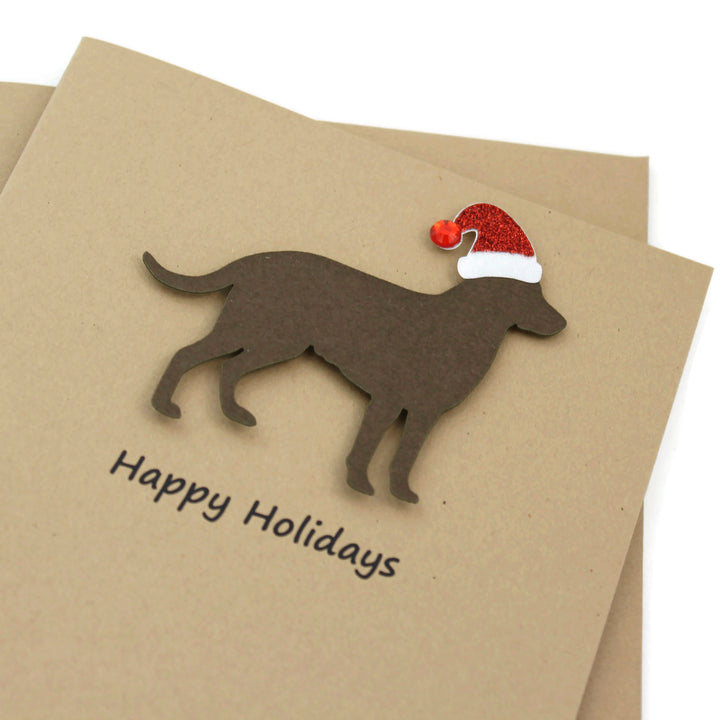 Labrador Retriever Christmas Cards Pack of 10 | Handmade Holiday Notecards | Sparkly Santa hat