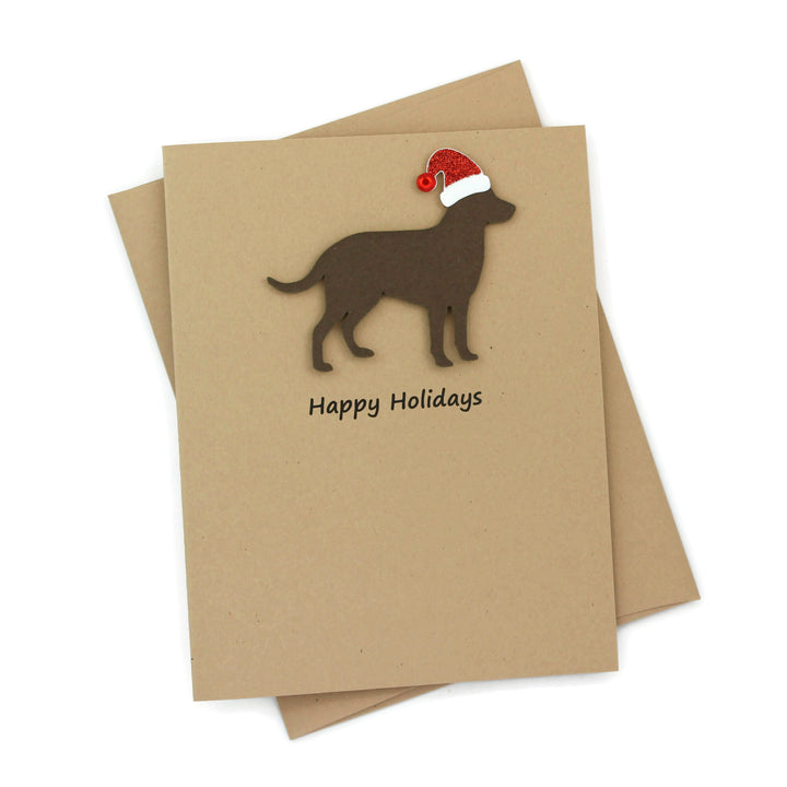 Labrador Retriever Christmas Cards Pack of 10 | Handmade Holiday Notecards | Sparkly Santa hat