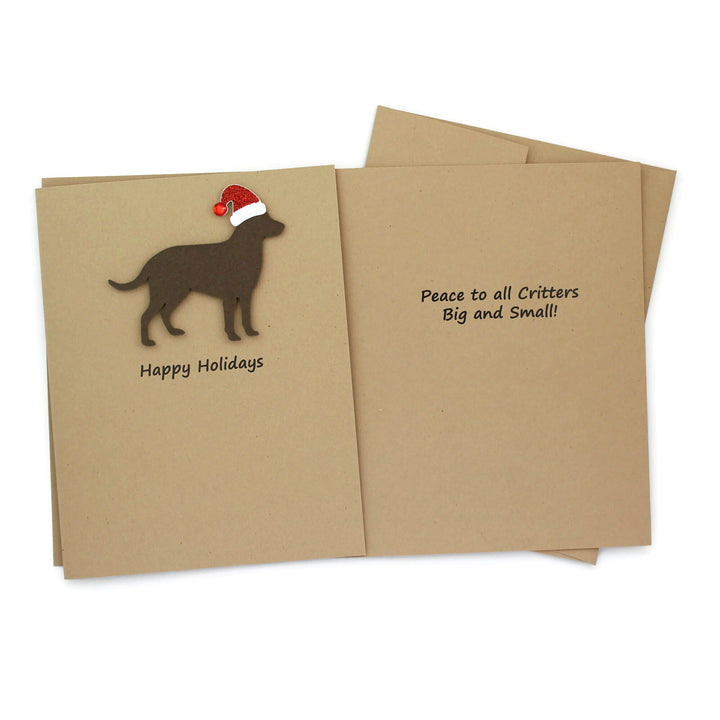 Labrador Retriever Christmas Cards Pack of 10 | Handmade Holiday Notecards | Sparkly Santa hat