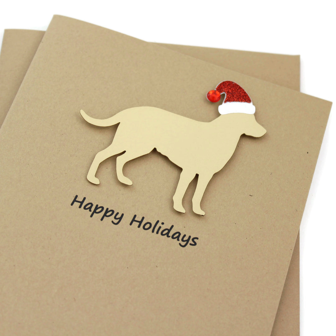 Labrador Retriever Christmas Cards Pack of 10 | Handmade Holiday Notecards | Sparkly Santa hat