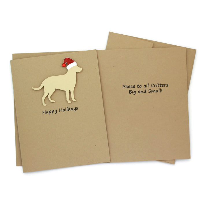 Labrador Retriever Christmas Cards Pack of 10 | Handmade Holiday Notecards | Sparkly Santa hat