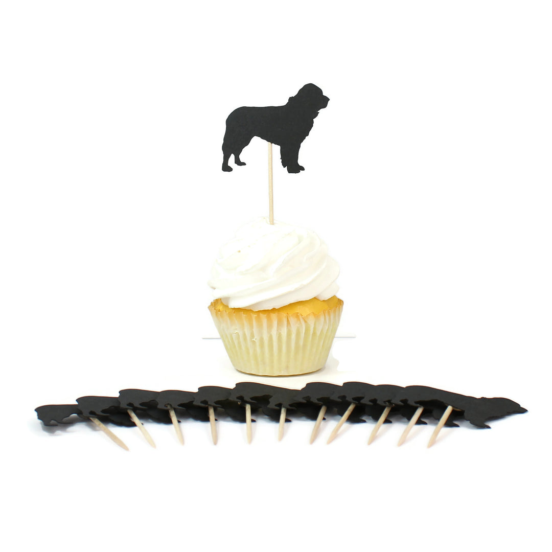 Newfoundland Cupcake Topper Set of 12 Black Newfie Dog Cupcake Toppers Pet Decorations Pet