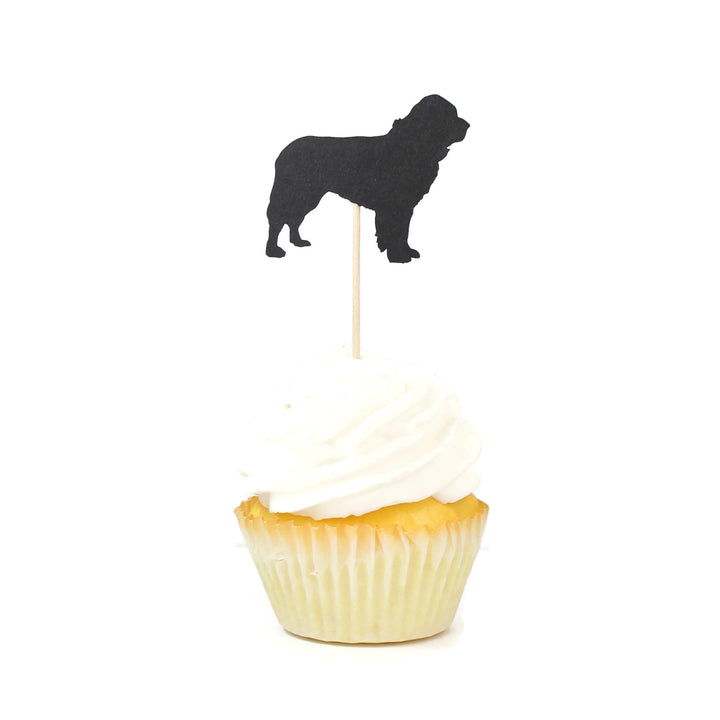 Newfoundland Cupcake Topper Set of 12 Black Newfie Dog Cupcake Toppers Pet Decorations Pet