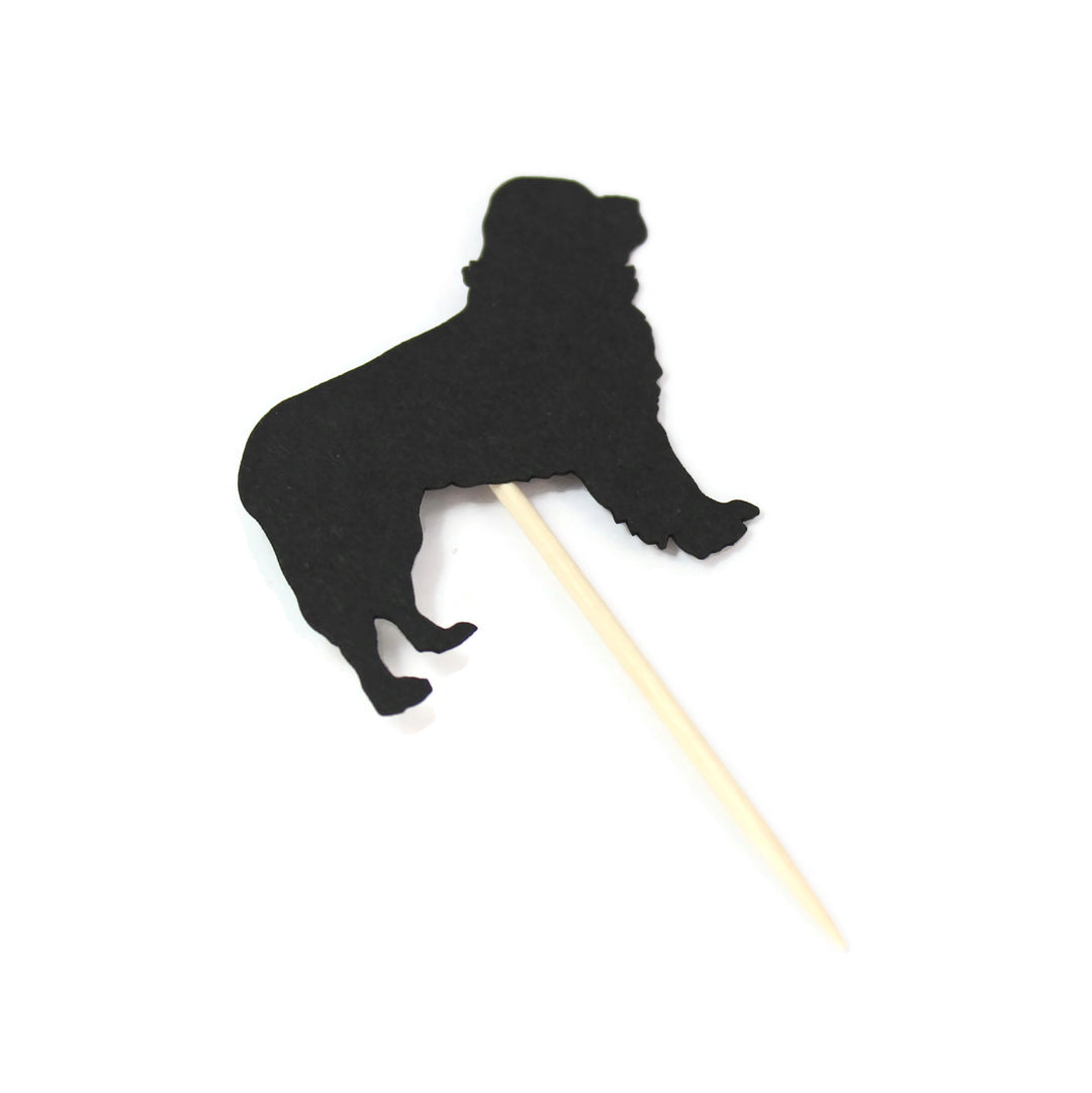 Newfoundland Cupcake Topper Set of 12 Black Newfie Dog Cupcake Toppers Pet Decorations Pet